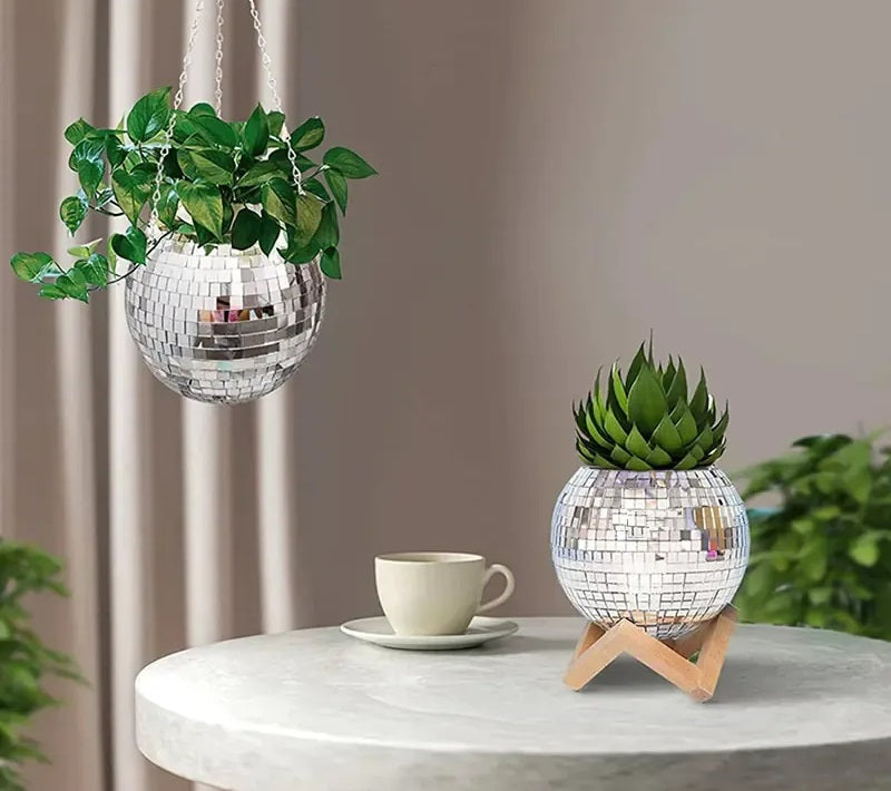 Disco Ball Flower Hanging Vase for Modern Home Decor